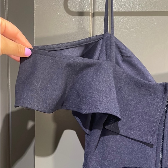 Emerald Sundae Blue Ribbed Ruffle Bodycon Dress - Picture 5 of 8